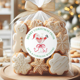 Watercolor Santa Christmas Cocktail Party ラウンドシール