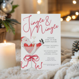 Watercolor Santa Christmas Cocktail Party 招待状