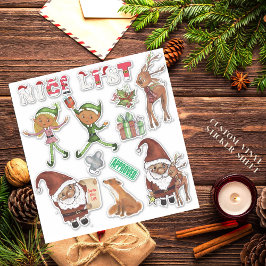 Watercolor Santa  Elves Christmas Custom Cut シール