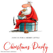 Watercolor Santa Funny Editable Christmas Party  招待状