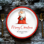 Watercolor Santa Funny Personalized Dinner Plates ペーパープレート