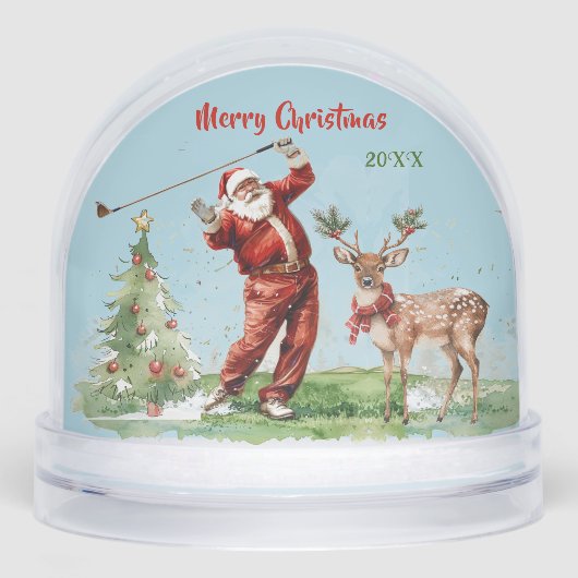 WATERCOLOR SANTA PLAYS GOLF REINDEER WAITS (正面)