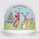 WATERCOLOR SANTA PLAYS GOLF REINDEER WAITS SNOW  (正面)