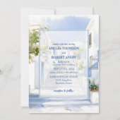 Watercolor Santorini Destination Greece Wedding 招待状 (正面)