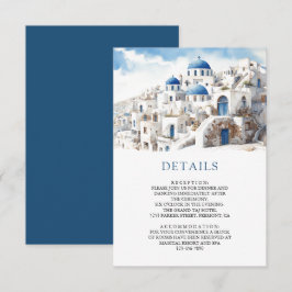 Watercolor Santorini Greece Wedding Details エンクロージャーカード