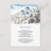 Watercolor Santorini Greece Wedding Details エンクロージャーカード (正面)