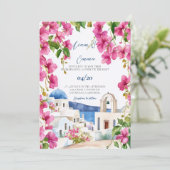 Watercolor Santorini Wedding Invitation 招待状 (スタンド正面)