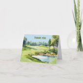 Watercolor Scenic Golf Theme Adult Birthday  サンキューカード (正面)