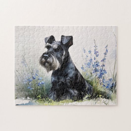 Watercolor Schnauzer ジグソーパズル (横)