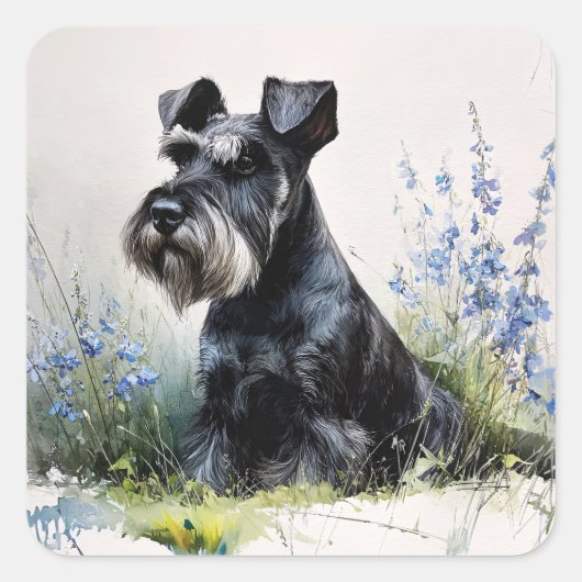Watercolor Schnauzer スクエアシール (正面)