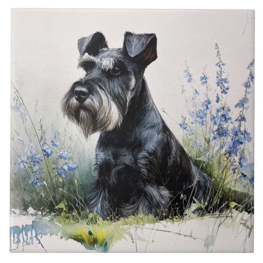 Watercolor Schnauzer タイル (正面)