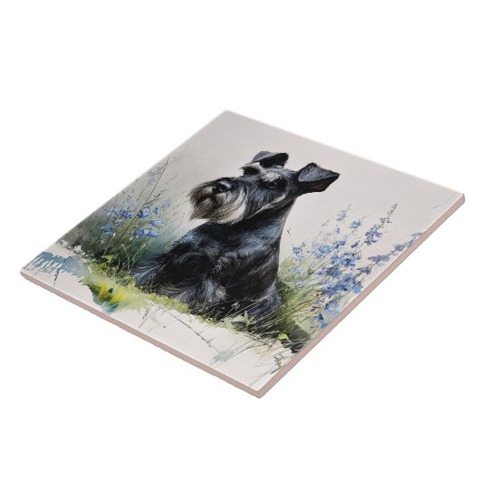 Watercolor Schnauzer タイル (側面)