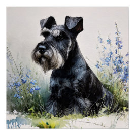 Watercolor Schnauzer ポスター