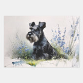 Watercolor Schnauzer Decoupage ラッピングペーパーシート (正面3)