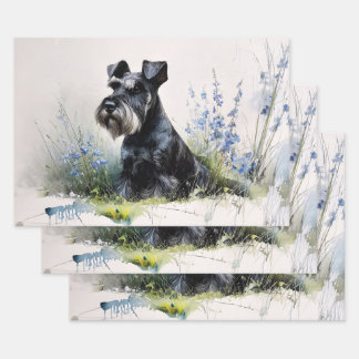 Watercolor Schnauzer Decoupage ラッピングペーパーシート