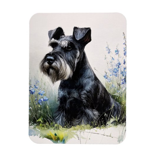 Watercolor Schnauzer Flexible マグネット (縦)