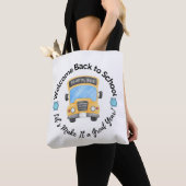 Watercolor School Bus Tote Bag トートバッグ (クローズアップ)