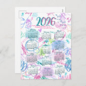Watercolor scribbles calendar  シーズンポストカード (正面/裏面)