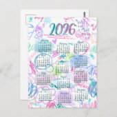 Watercolor scribbles calendar  ポストカード (正面/裏面)