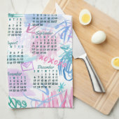 Watercolor Scribbles Calendar Tea Towel 2026 キッチンタオル (四つ折り)
