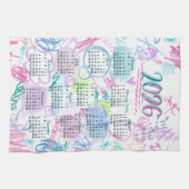 Watercolor Scribbles Calendar Tea Towel 2026 キッチンタオル (横)
