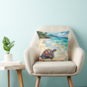 Watercolor Sea Turtle On a Beach クッション (椅子)
