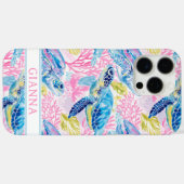 Watercolor Sea Turtles Monogrammed Case-Mate iPhoneケース (裏面 (横))