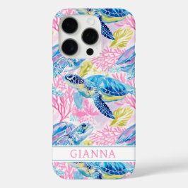 Watercolor Sea Turtles Monogrammed  iPhone 16 Proケース