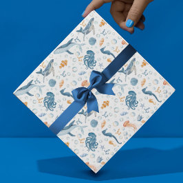 watercolor Sea You Soon Coastal Baby Shower ラッピングペーパーシート