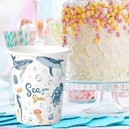 watercolor Sea You Soon Coastal Baby Shower 紙コップ