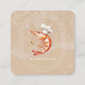 Watercolor Seafood / Coastal Beach Style スクエア名刺 (正面)