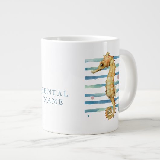 WATERCOLOR SEAHORSE VACATION RENTAL ジャンボコーヒーマグカップ (正面右)