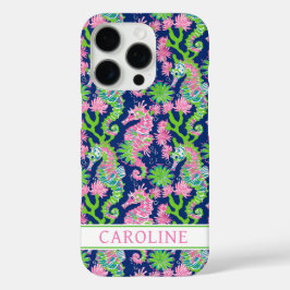 Watercolor Seahorses Monogrammed  iPhone 16 Proケース