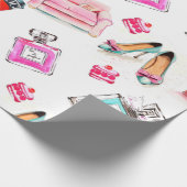 Watercolor seamless fashion glamour pattern on whi ラッピングペーパー (角)