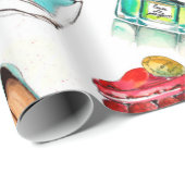 Watercolor seamless fashion glamour pattern on whi ラッピングペーパー (ロールコーナー)