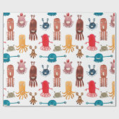Watercolor seamless pattern of funny monsters and  ラッピングペーパー (フラット)