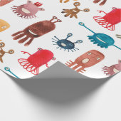 Watercolor seamless pattern of funny monsters and  ラッピングペーパー (角)