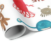 Watercolor seamless pattern of funny monsters and  ラッピングペーパー (ロールコーナー)
