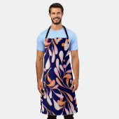 Watercolor seamless pattern. Rustic botanical dark エプロン (着用した状態)