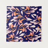 Watercolor seamless pattern. Rustic botanical dark タペストリー (正面(横))