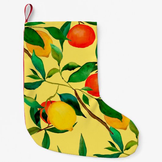 Watercolor seamless pattern with citrus fruits. スモールクリスマスストッキング (正面)