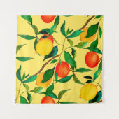 Watercolor seamless pattern with citrus fruits.  タペストリー (正面(横))