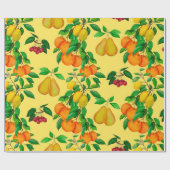 Watercolor seamless pattern with citrus, pear, che ラッピングペーパー (フラット)