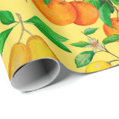 Watercolor seamless pattern with citrus, pear, che ラッピングペーパー (ロールコーナー)