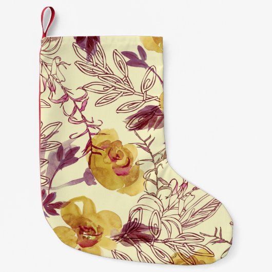 Watercolor Seamless Pattern with Contoured Element スモールクリスマスストッキング (正面)