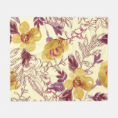 Watercolor Seamless Pattern with Contoured Element フリースブランケット (正面(横))