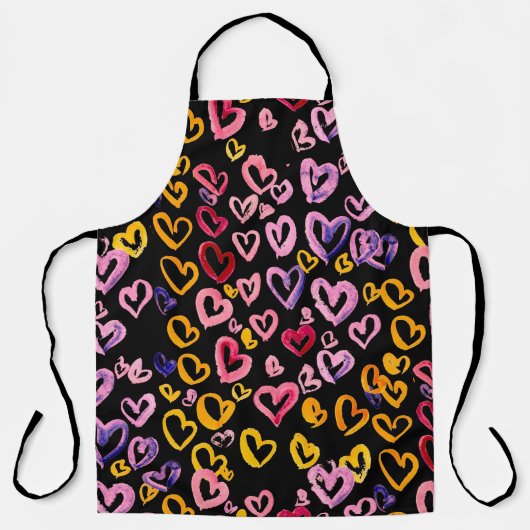 Watercolor seamless pattern with hearts.  エプロン (正面)