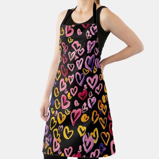 Watercolor seamless pattern with hearts. エプロン (インサイチュ)