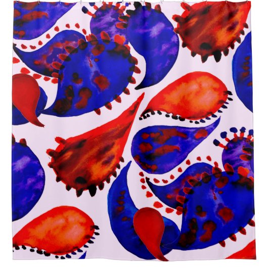 Watercolor seamless pattern with paisley. Abstract シャワーカーテン (正面)