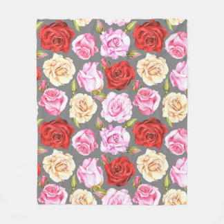 Watercolor seamless pattern with roses. Seamless w フリースブランケット